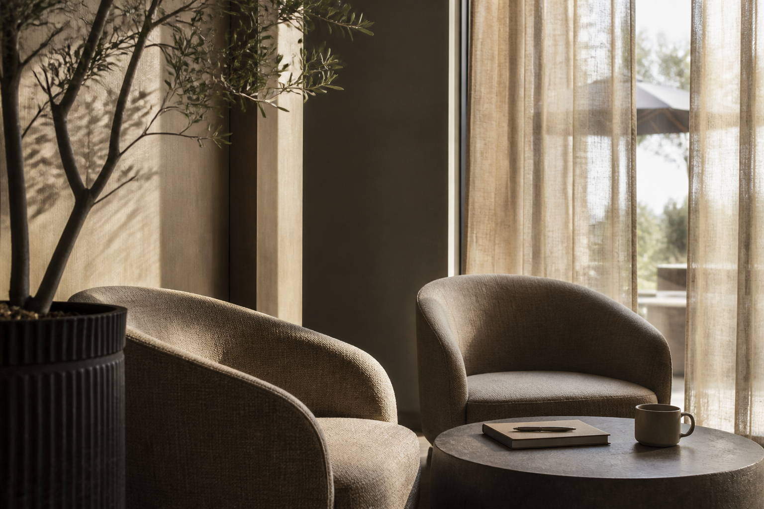 Quiet meeting nook with natural light
