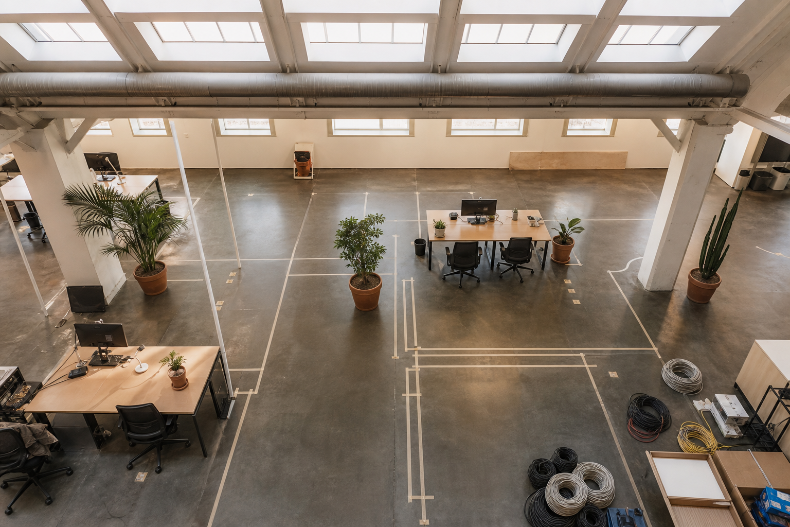 Open floor being laid out for new desks