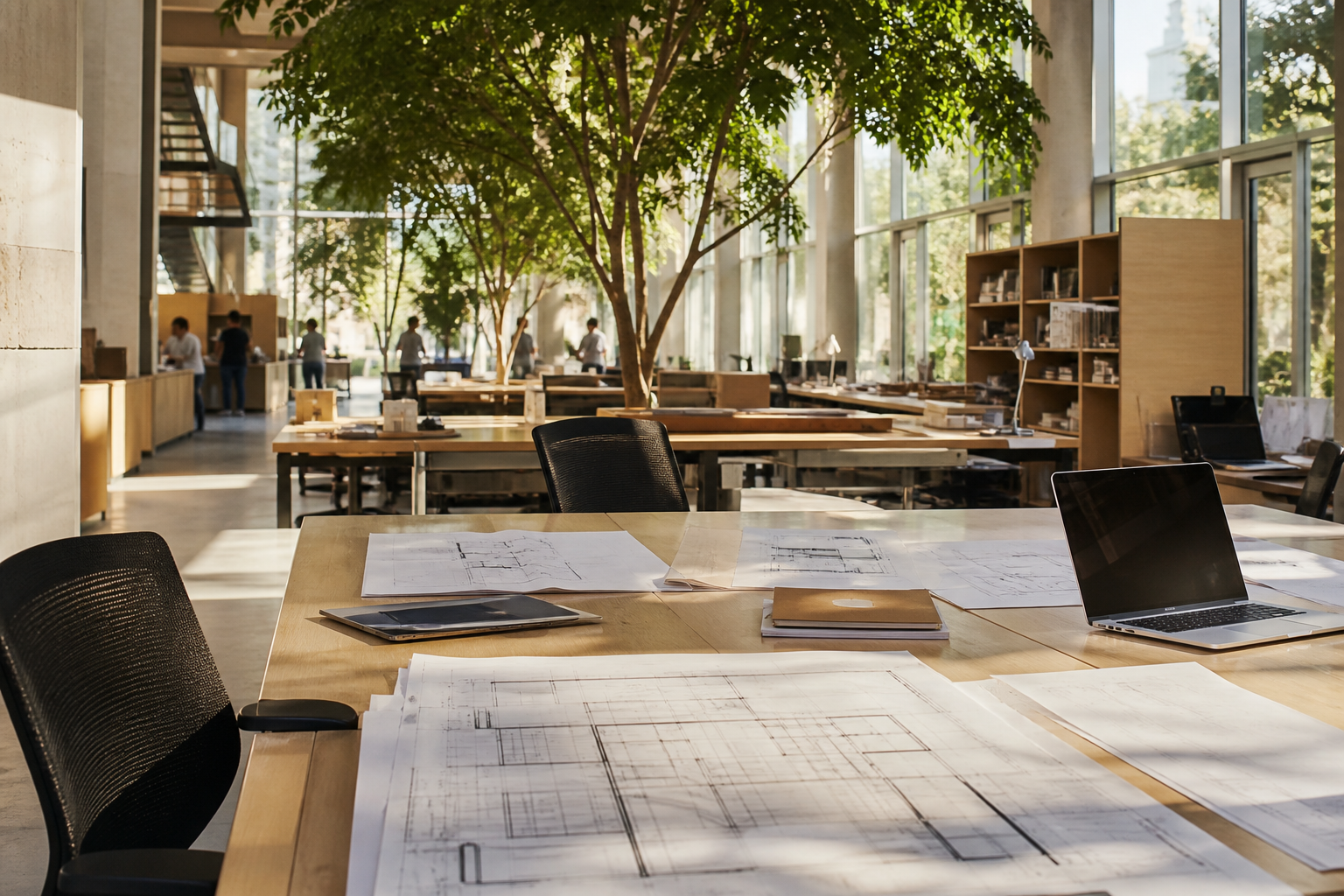 Planning a workplace layout in natural light